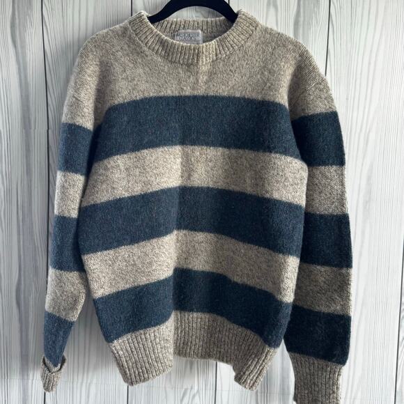 Vintage 80s Westchester Classic Wool Sweater Men L Stripe Crewneck Made in USA - Picture 1 of 6